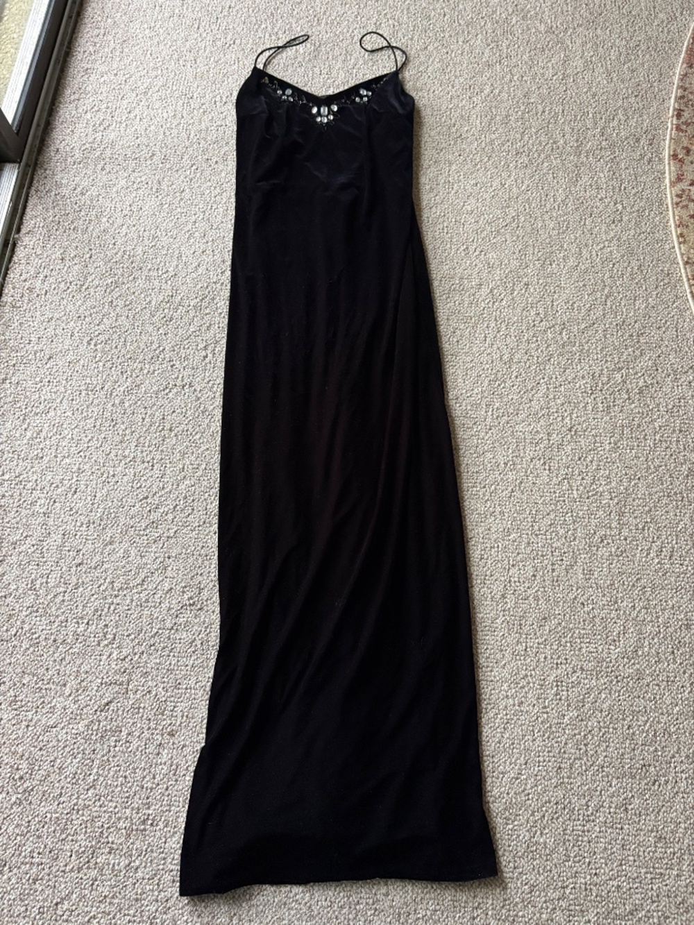 Dave & Johnny Black Velvet Beaded Prom Dress Sheer Back Y2K Formal Gown 15/16 - Picture 2 of 11